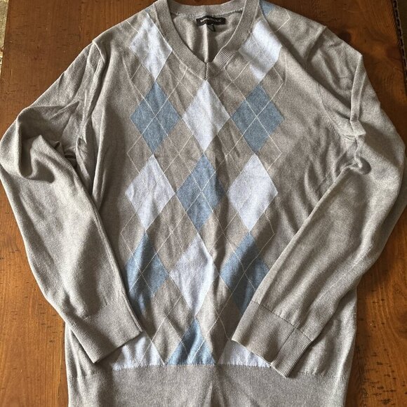 Banana Republic Other - banana republic Men’s Gray & Blue Argyle Sweater Size Medium Silk & Cashmere